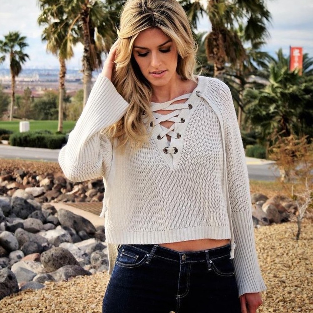 Lace Up Front Sweater